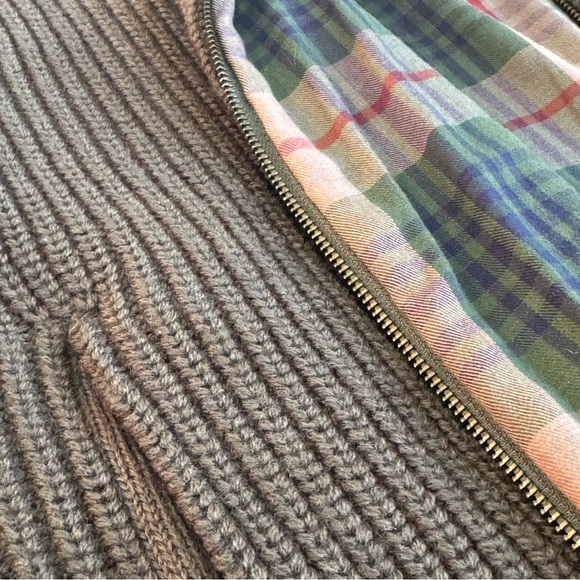 Men’s Large Woolrich Ducks Unlimited Olive Green Ribbed Full Zip Vest 100% Wool - Picture 10 of 14